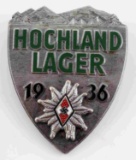 WWII THIRD REICH GERMAN HOCHLAND LAGER BADGE 1939