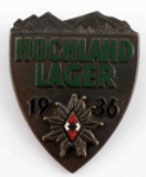 WWII THIRD REICH GERMAN 1936 HOCHLAND LAGER BADGE