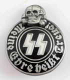 WWII THIRD REICH GERMAN SKULL & RUNIC PARTY BADGE