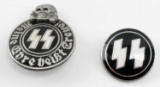 WWII GERMAN THIRD REICH WAFFEN SS BADGE LOT OF TWO