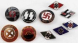 WWII GERMAN 3RD REICH ENAMELED PARTY PIN LOT OF 10