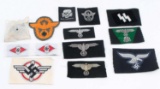 WWII GERMAN THIRD REICH CLOTH INSIGNIA LOT OF 13