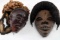 LOT OF 2 WOOD HEWN AFRICAN TRIBAL MASKS