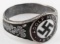 WWII GERMAN ADOLF HITLER SWASTIKA SILVER RING