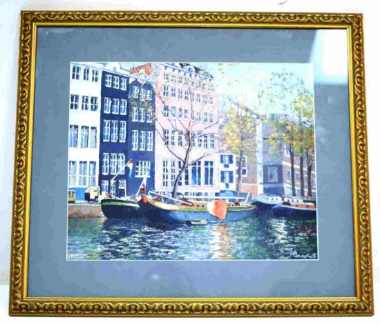 ANDRE BARDET SIGNED FRENCH SCENE SERIGRAPH W COA