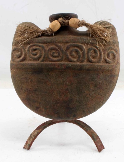 PRE COLUMBIAN STYLE POTTERY VESSEL WITH STAND