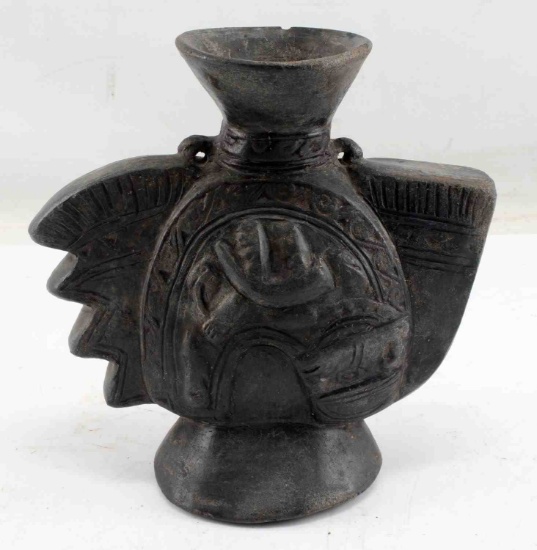 PRE COLUMBIAN ABSTRACT CHIMU BLACKWARE VESSEL