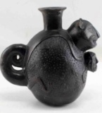 PRE COLUMBIAN CHIMU BLACKWARE VESSEL W HANDLE