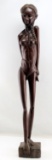 AFRICAN WOODEN SCULPTURE OF YOUNG NUDE WOMAN
