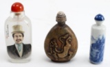 LOT OF 3 VINTAGE CHINESE SNUFF BOTTLES