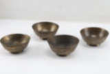 4 SMALL CHINESE ENGRAVED SINGING BRASS BOWLS