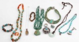 TURQUOISE AMBER SILVER JEWELRY NECKLACE RING LOT