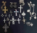 STERLING SILVER CROSS PENDANT JEWELRY LOT