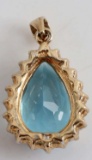 WOMEN 14K YELLOW GOLD AQUAMARINE & DIAMOND PENDANT