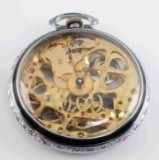 ARNEX MOVEMENT ILLINOIS CASE SKELETON POCKET WATCH