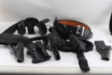 LOT OF POLICE LEATHER GUN HOLSTERS BELTS NYLON