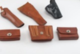 LOT OF VINTAGE LEATHER HOLSTERS & AMMO PACKS