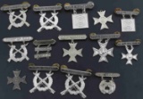 LOT OF 14 USMC RIFLE & PISTOL QUALIFICATION BADGES