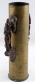 LARGE TRENCH ART PIECE WITH NUN BRONZE HANDLES