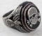 WWII GERMAN SS TOTENKOPF ENAMELED SILVER RING