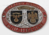 WWII GERMAN THIRD REICH 1934 NSKK DDAC AUTO SHIELD