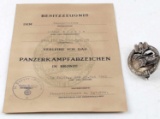 WWII GERMAN THIRD REICH HEER TANK ASSAULT BADGE