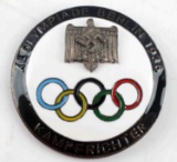 GERMAN THIRD REICH 1936 OLYMPICS ENAMELED BADGE