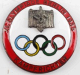 GERMAN THIRD REICH 1936 OLYMPICS ENAMELED BADGE