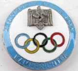 GERMAN 3RD REICH 1936 OLYMPICS ENAMELED BADGE