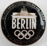 GERMAN 3R 1936 OLYMPIC MOVIEMAKER ENAMELED BADGE