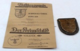 WWII GERMAN 1943 KRIM SHIELD CITATION AND SHIELD