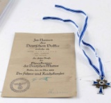 WWII GERMAN THIRD REICH MOTHERS CROSS WITH AWARD