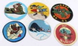 WWII USAF OVERSIZED LEATHER PAINTED PATCH LOT OF 6