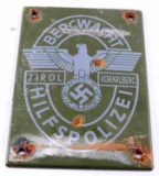 WWII GERMAN TIPOL MOUNTAIN POLICE STREET SIGN