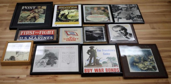 MIXED LOT OF WAR ADVERTISING PRINTS & PHOTOS