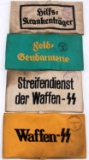 WWII GERMAN THIRD REICH LOT OF 4 NAZI ARMBANDS SS