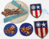 WWII AMERICAN AIR FORCE FLYING TIGER 5 PATCH LOT