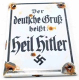 GERMAN WWII ENAMELED PROPAGANDA STREET SIGN