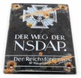 GERMAN WWII ENAMELED NSDAP PROPAGANDA STREET SIGN