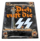 WWII GERMAN 3RD REICH WAFFEN SS PROPAGANDA SIGN