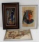 LOT OF 3 EGYPTIAN HAND MADE PAPYRUS FRAMED ARTWORK