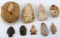 ARTIFACT LOT FOSSIL TOOTH AND ARROW POINTS