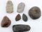 LOT OF SEVEN NATIVE AMERICAN INDIAN STONE TOOLS