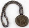 JEFFERSON PEACE MEDAL ON GLASS TRADE BEAD NECKLACE