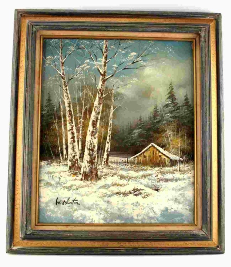 W CLINTON VINTAGE WINTER LANDSCAPE PAINTING