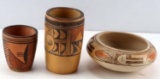 LOT OF 3 NATIVE AMERICAN HOPI POTTERY BOWL CUPS