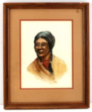 SIOUX INDIAN WOMAN WATERCOLOR PORTAIT BY SINCLAIR