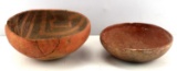 LOT OF 2 PRE COLOMBIAN BOWLS W PINTO BLACK ON RED
