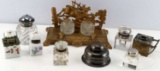 LOT OF 10 VINTAGE  ANTIQUE INKWELL DESK ORNAMENT