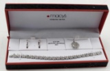 STERLING SILVER AND DIAMOND PARURE SET 2CT TW